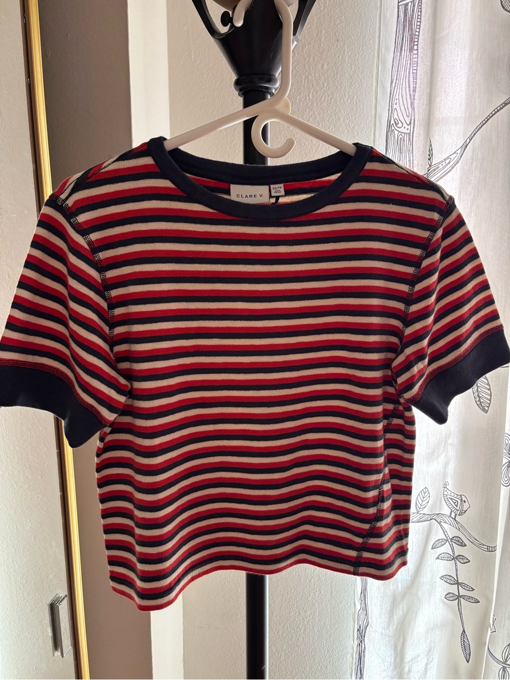 Clare V BateauTop — Red, White & Navy - Picture 2 of 5